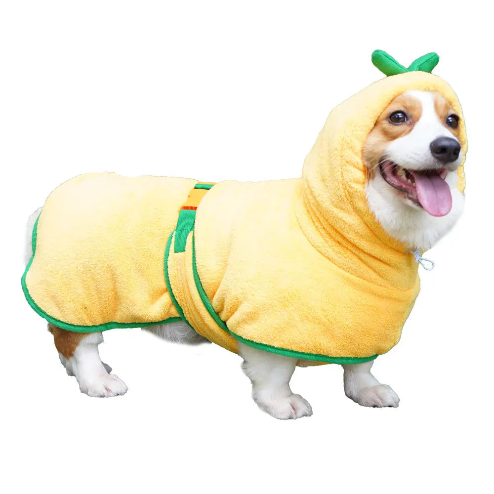 Hooded Dog Bathrobe — Adjustable 300g Microfiber Coat for Bath & Winter