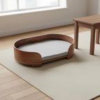 Oval Wooden Pet Sofa Bed with Removable Cover, All-Season