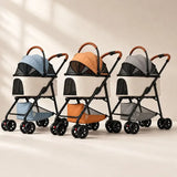 Foldable Pet Stroller Detachable Cabin Large Lower Basket Breathable Mesh Canopy For Cats Small Dogs Portable Travel Carrier