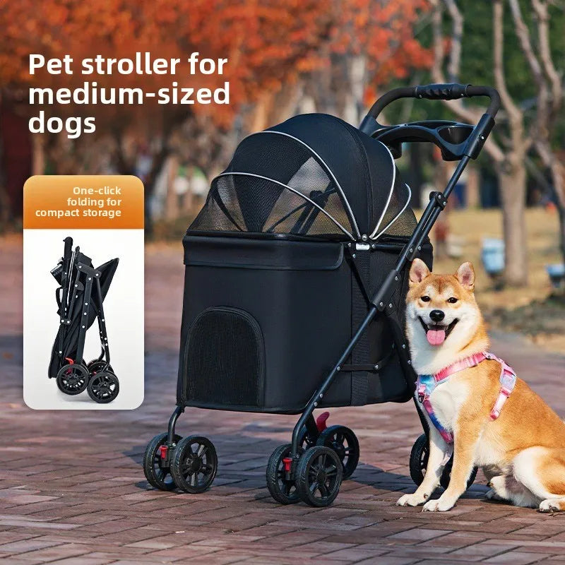 Lightweight Foldable All-Purpose Outdoor Dog Cart for Medium & Large Breeds