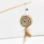 Feather Wand Cat Teaser with Wood Handle — Interactive Wand Toy