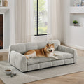Elevated Linen Sofa Bed for Large Dogs, Beige