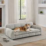 Elevated Linen Sofa Bed for Large Dogs, Beige