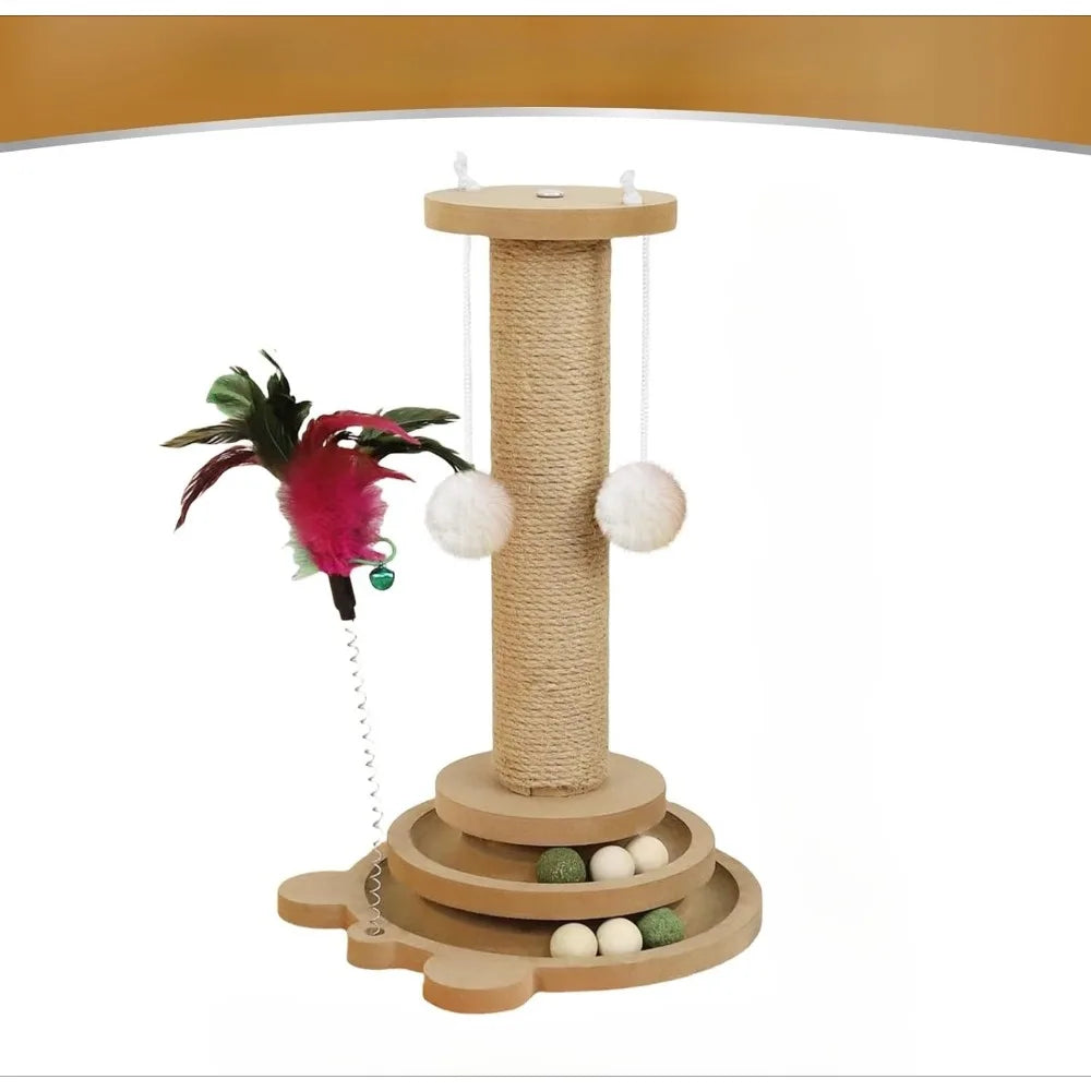 Tall Sisal Cat Scratching Post with Hanging Ball Toy