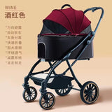 Premium Detachable Pet Stroller Multifunction Separable Carrier Ultra Lightweight One Click Folding Portable Travel Stroller for