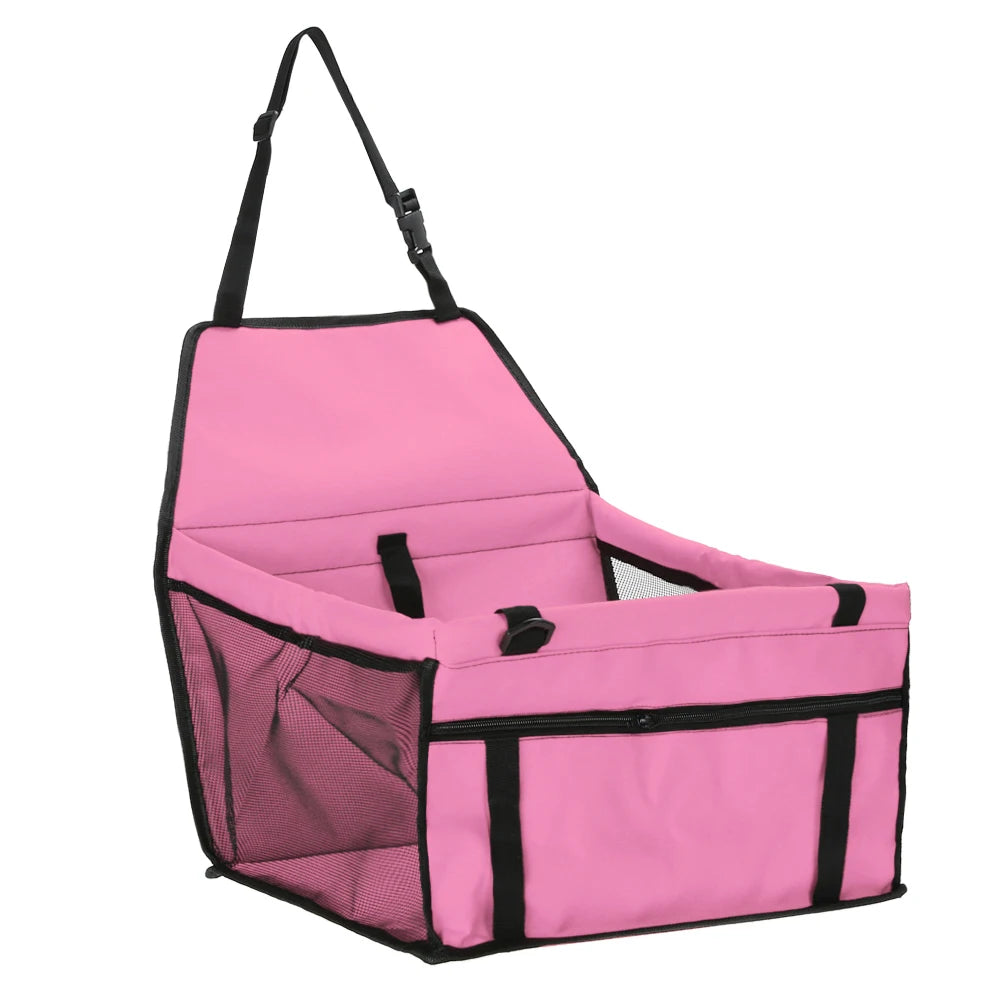 Double-Layer Folding Pet Car Booster Seat & Carrier with Adjustable Strap for Dogs & Cats