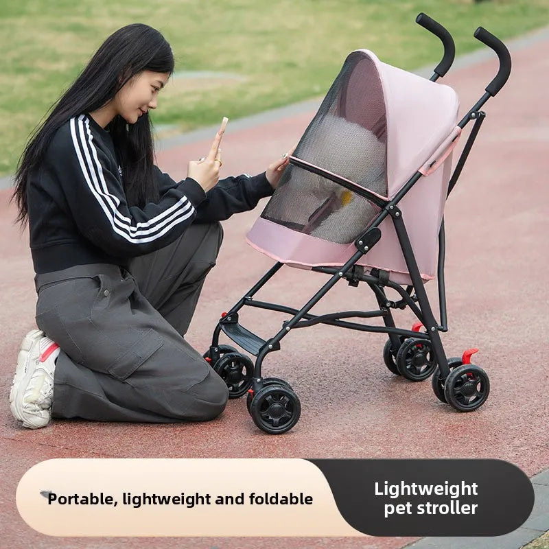 Lightweight Portable Foldable Pet Stroller Trolley for Teddy Dogs & Cats — Outdoor Travel Cart