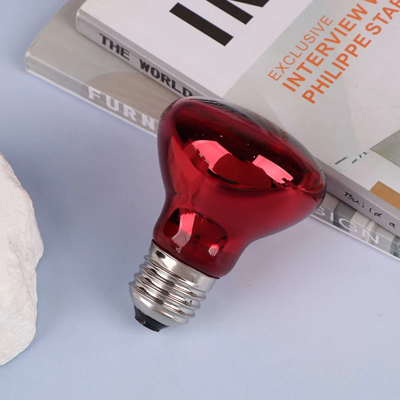 UVA Red Glow Reptile Heat Bulb — Day & Night E27 Basking Lamp, 25W–100W