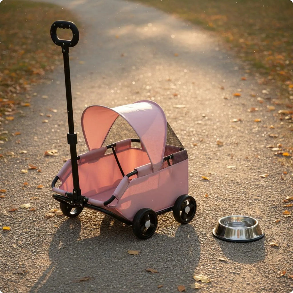 Small Foldable Outdoor Pet Stroller for Cats — Park-Ready Compact Travel Cart