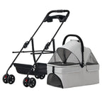 Foldable 4-Wheel Eco-Friendly All-Season Pet Stroller with Oxford & Metal Frame — Up to 37 lbs