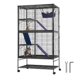 4-Tier Rolling Ferret Cage — Large Critter Cage with Ramps & Hammock
