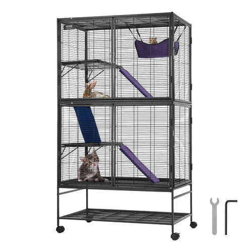 4-Tier Rolling Ferret Cage — Large Critter Cage with Ramps & Hammock