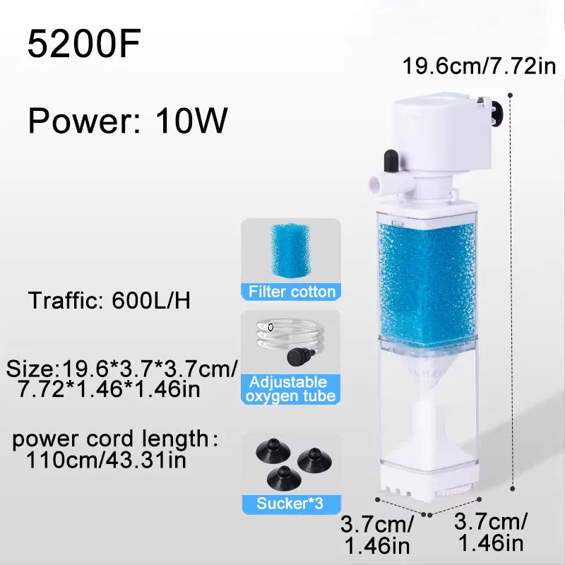 220V Submersible Aquarium Filter Pump (Anti-Backflow, Wave Maker)