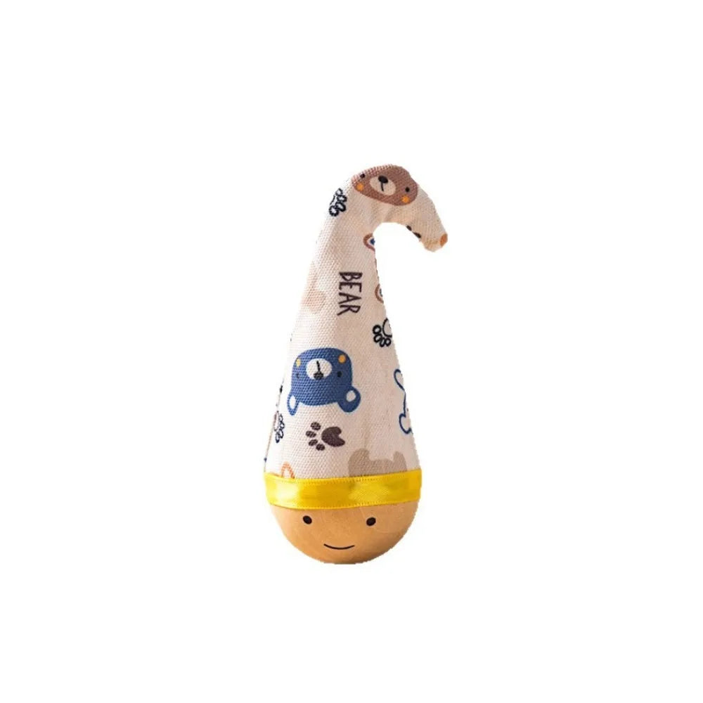 Cartoon Pattern Cat Tumbler Wobbler Toy with Feather — Bite-Resistant Kitten Wobble Ball