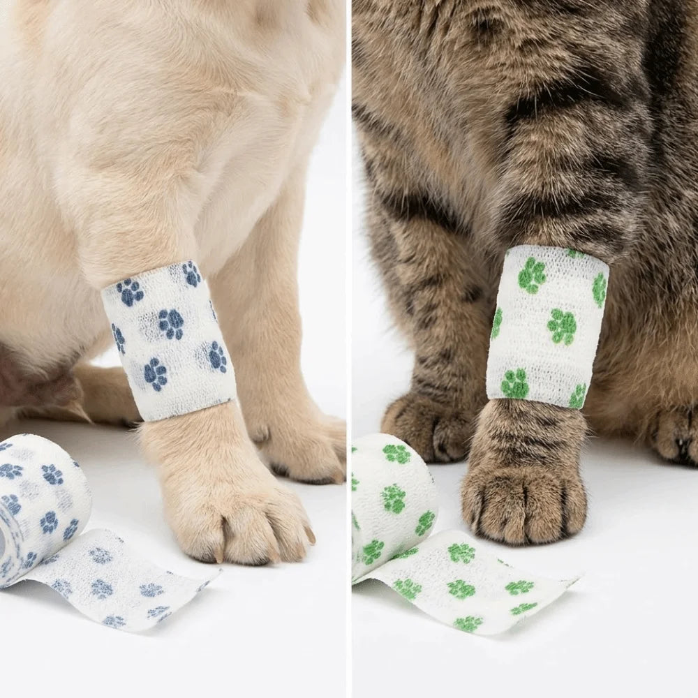 Self-Adhesive Dog Paw Wrap Bandage (Elastic, Breathable, Printed)
