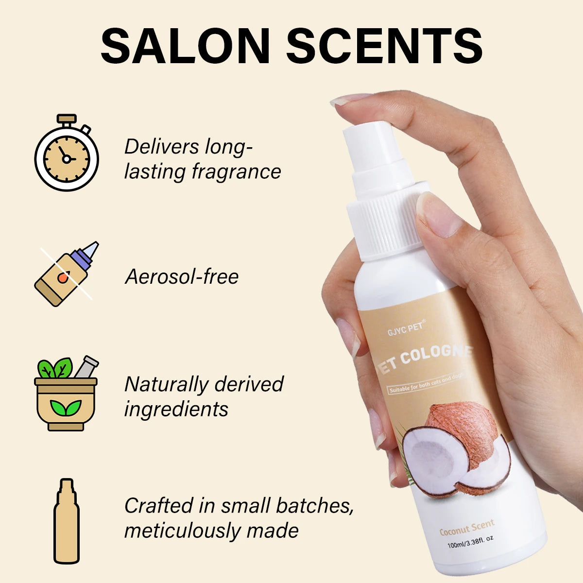 Coconut Pet Deodorizing Spray — Long-Lasting Dog Cologne, 100ml