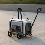 Breathable Mesh Foldable Pet Stroller with Telescoping Handle for Cats