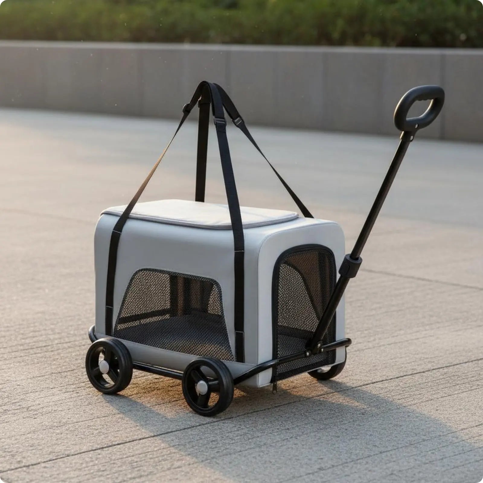 Breathable Mesh Foldable Pet Stroller with Telescoping Handle for Cats