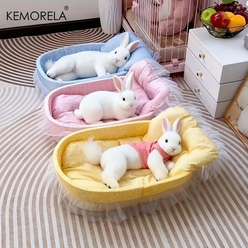 Fluffy Bunny Princess Bed — Plush Nest with Lace Trim