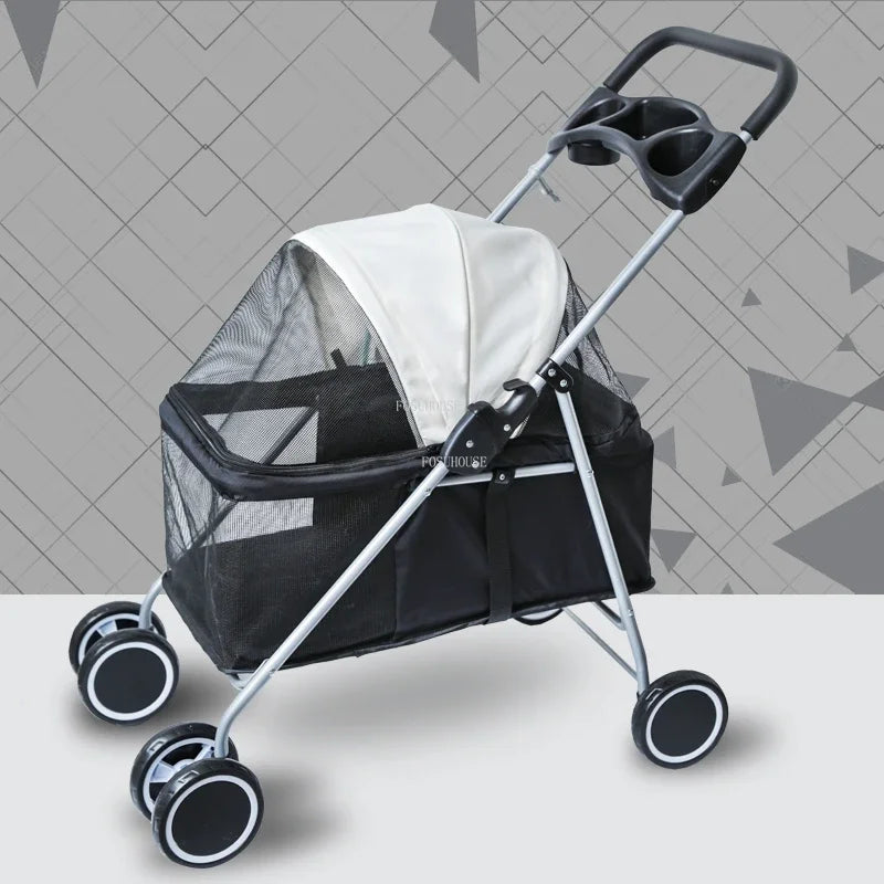 Separable Lightweight Foldable Pet Stroller Cart for Medium Dogs — Portable Outdoor Carrier