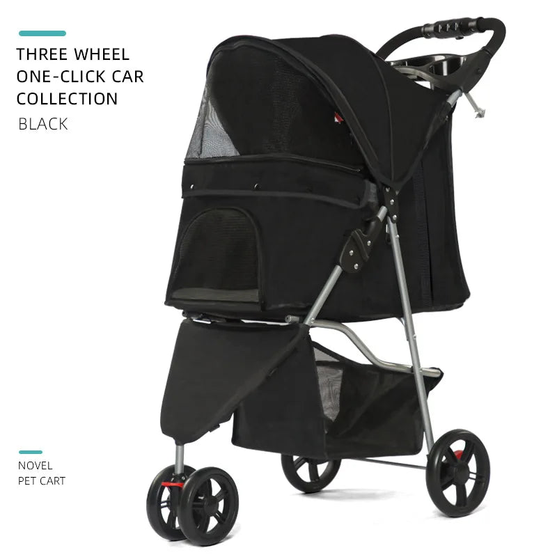 Foldable Breathable Universal Lightweight Pet Cart & Travel Trolley for Cats & Dogs