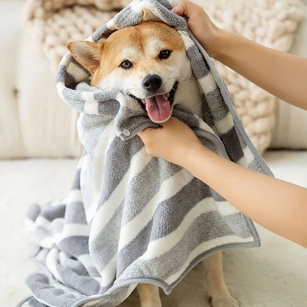 Quick-Drying Dog Bathrobe — Ultra-Absorbent Coral Fleece, Easy On/Off