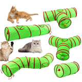 Christmas Cat Tunnel Toy — Foldable Crinkle Play Tube