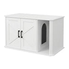 Side-Entry Wooden Cat Litter Box Cabinet with Double Doors