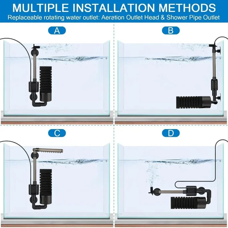 USB Aquarium Sponge Filter (Quiet, Wave Maker, Oxygenator)