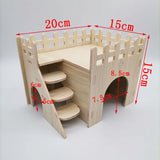 Solid Wood Small Pet Shelter — Natural House for Hamsters & Hedgehogs