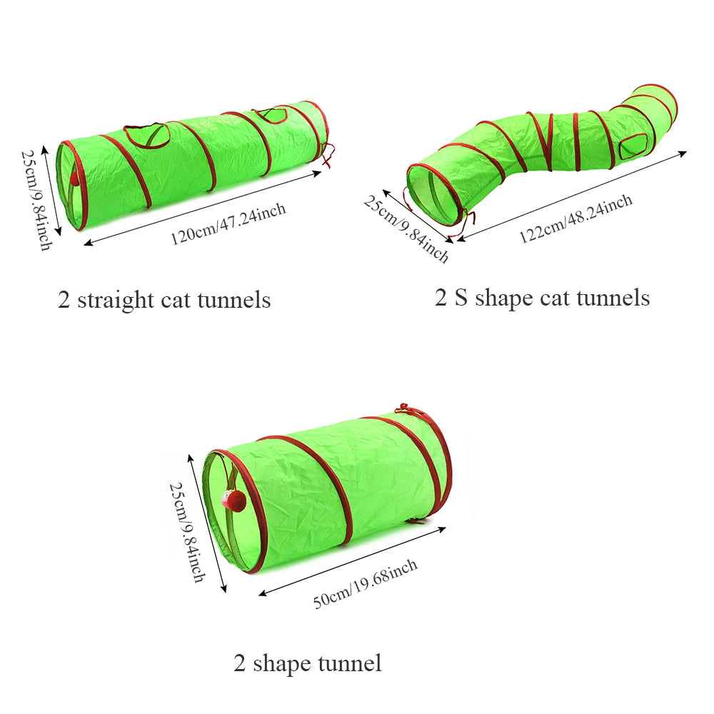 Christmas Cat Tunnel Toy — Foldable Crinkle Play Tube