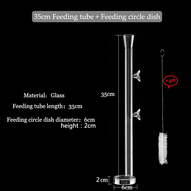 Glass Aquarium Shrimp Feeder Bowl & Tube (Transparent, Food Dish)