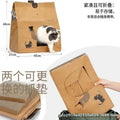Foldable Kraft Paper Cat Bed House with Scratch Board