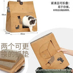 Foldable Kraft Paper Cat Bed House with Scratch Board