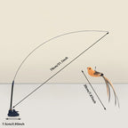 Bird Feather Cat Teaser Wand — Suction-Mount, Flexible Steel Wire