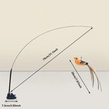 Bird Feather Cat Teaser Wand — Suction-Mount, Flexible Steel Wire