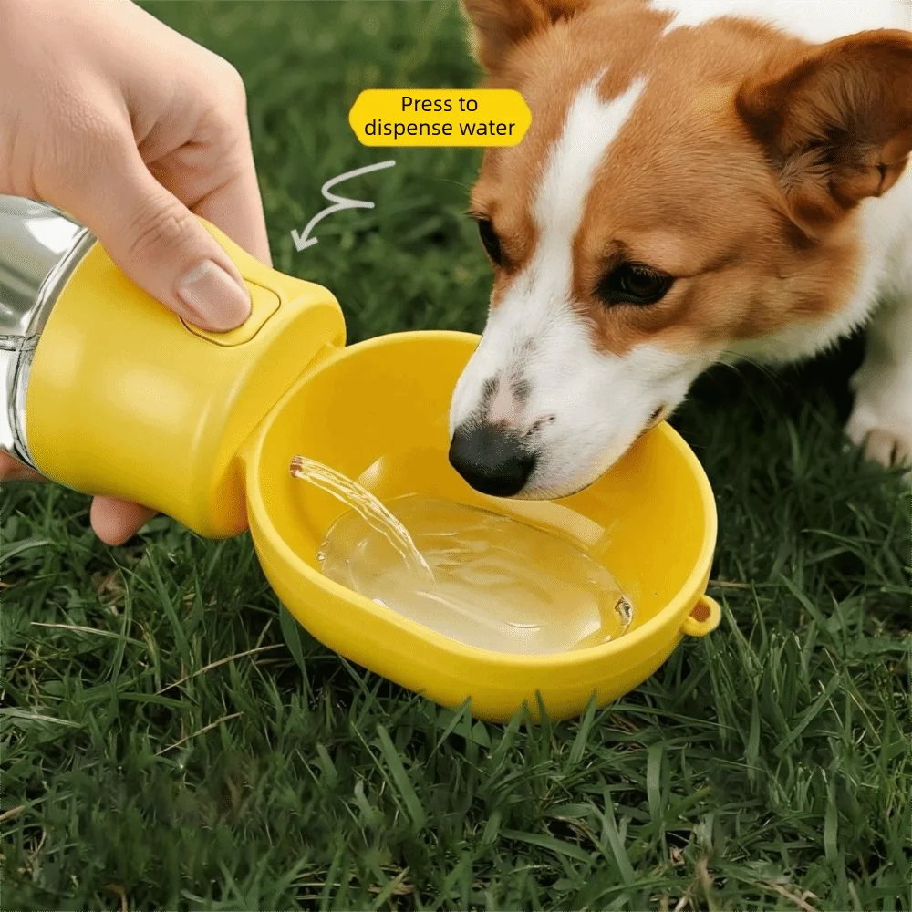 Outdoor Dog Water Bottle with Filter (Leakproof, Dry/Wet Separation, Press Design)