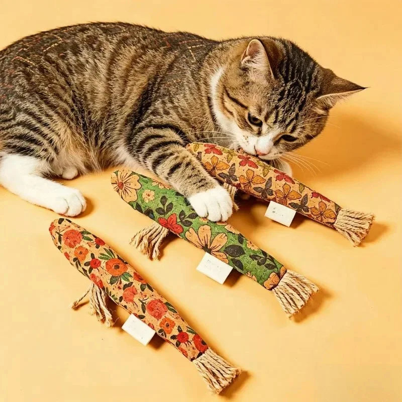 Cork Fish-Shaped Cat Bite Toy — Teeth Grinding & Claw Relief Interactive Play Toy
