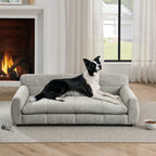 Elevated Linen Sofa Bed for Large Dogs, Beige