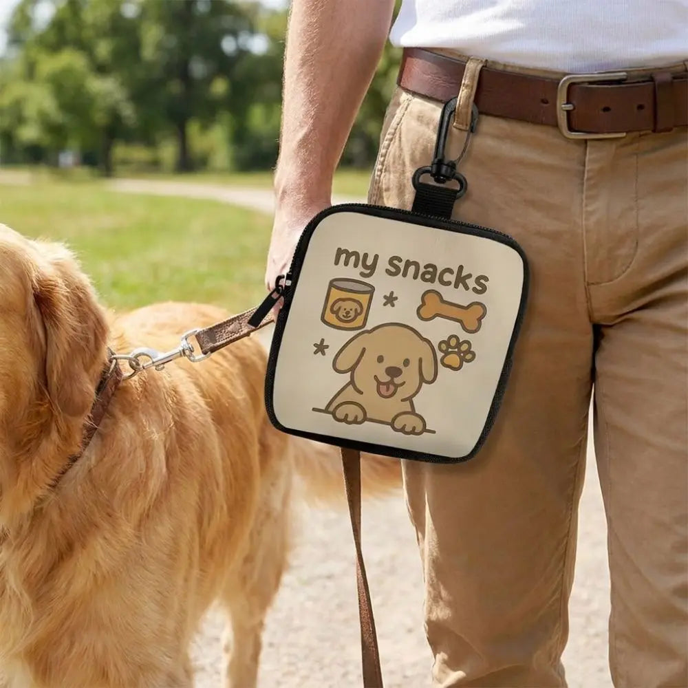 Transparent Window Dog Treat Pouch (Waterproof, Zipper, Waist Clip)