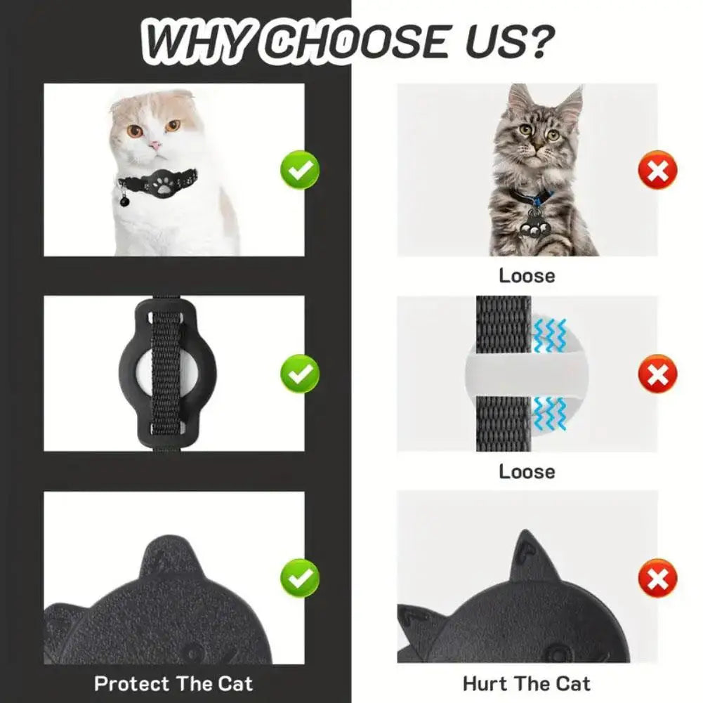 Reflective GPS Tracker Collar Necklace for Cats with Smart Location Tracking