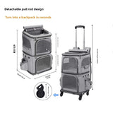 Pet Stroller with Detachable Carrier, Oxford Fabric, Telescopic Handle, Large Capacity, Breathable, Portable for Two Pets