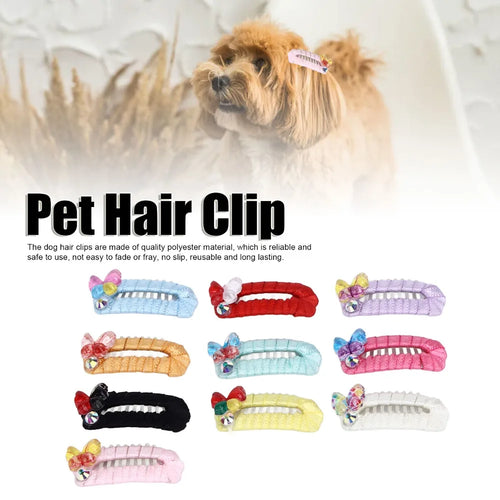 Bow Pattern Pet Hair Clips 10-Pack (Slim, Mini, Floral, Rich Color)