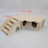 Wooden Multi-Room Hamster Maze House — Modular Habitat & Ladder Set