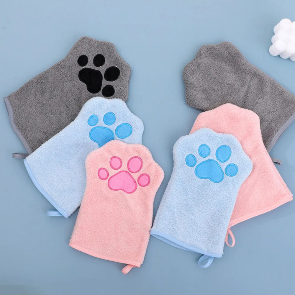 Coral Fleece Pet Towel Glove — Quick-Drying Absorbent Cleaning Cloth