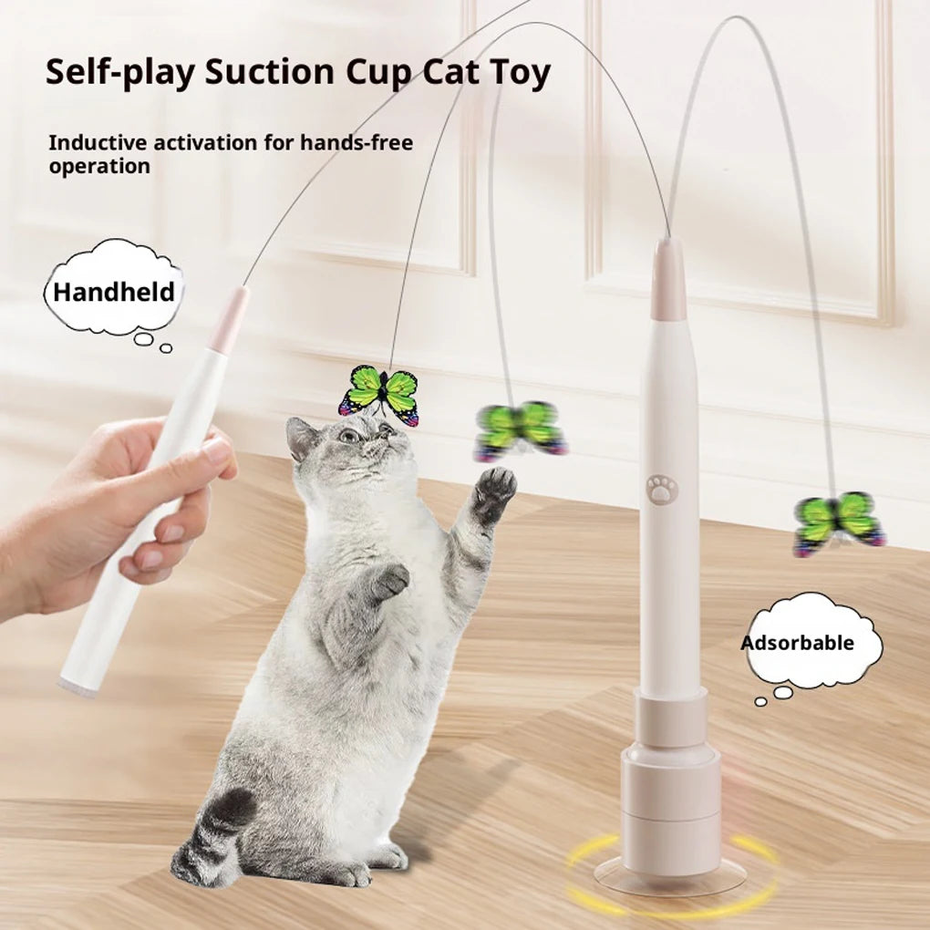Electric Rotating Butterfly Cat Toy — Suction Cup Auto Flutter Toy