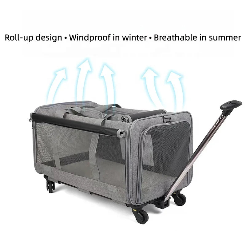 Oxford Square Fashionable Pet Stroller Travel Cage — Large Space