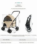 Foldable Detachable Lightweight Portable Pet Stroller Carrier for Small & Medium Dogs & Cats