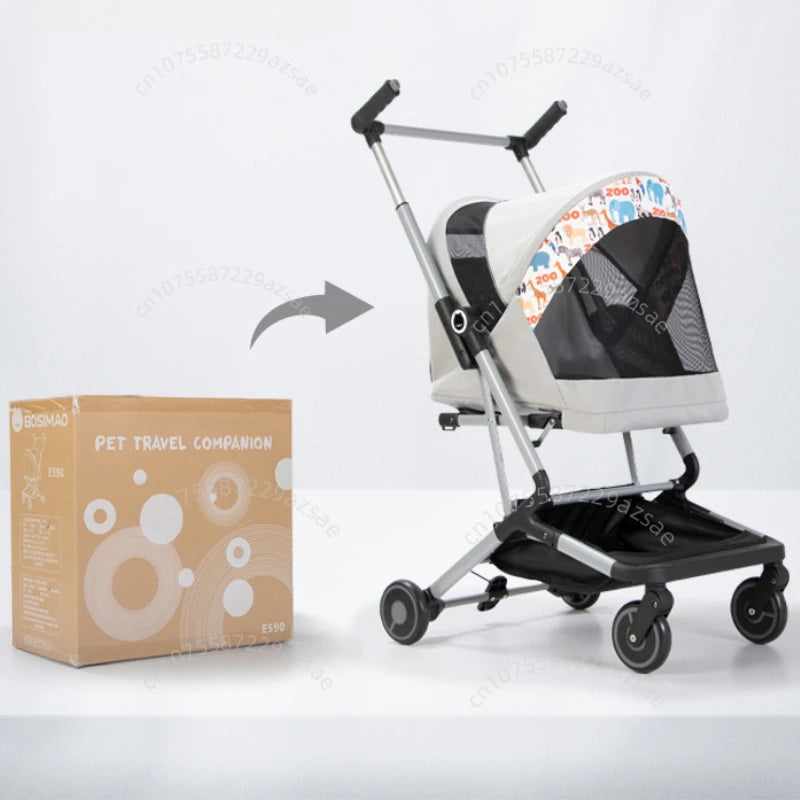 Ultra-Light Foldable Pet Stroller for Cats & Dogs — Dual-Pet