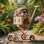 One-Click Reversible-Fold Cat & Small Dog Travel Stroller